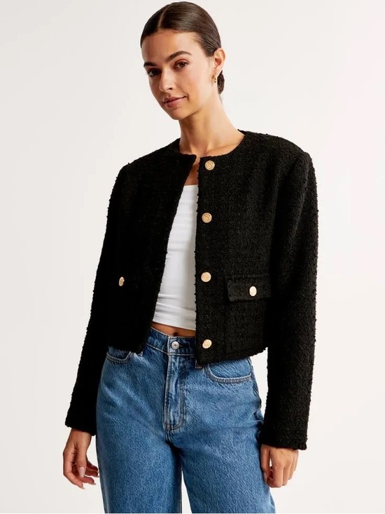 Abercrombie & Fitch Jackets & Blazers - Abercrombie & Fitch Black Cropped Jacket with Gold Buttons